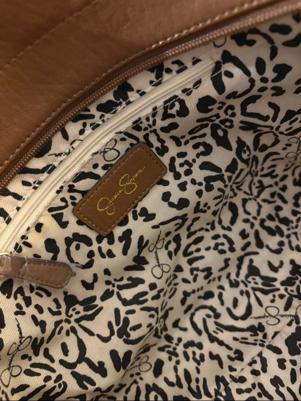 EUC [Jessica Simpson] Vienna Vegan Leather Sherpa Tote Shoulder Bag Purse - Picture 15 of 16